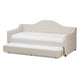 Baxton Studio Perry Modern and Contemporary Light Beige Fabric Daybed with Trundle WHI-CF8940-Light-Beige-Daybed