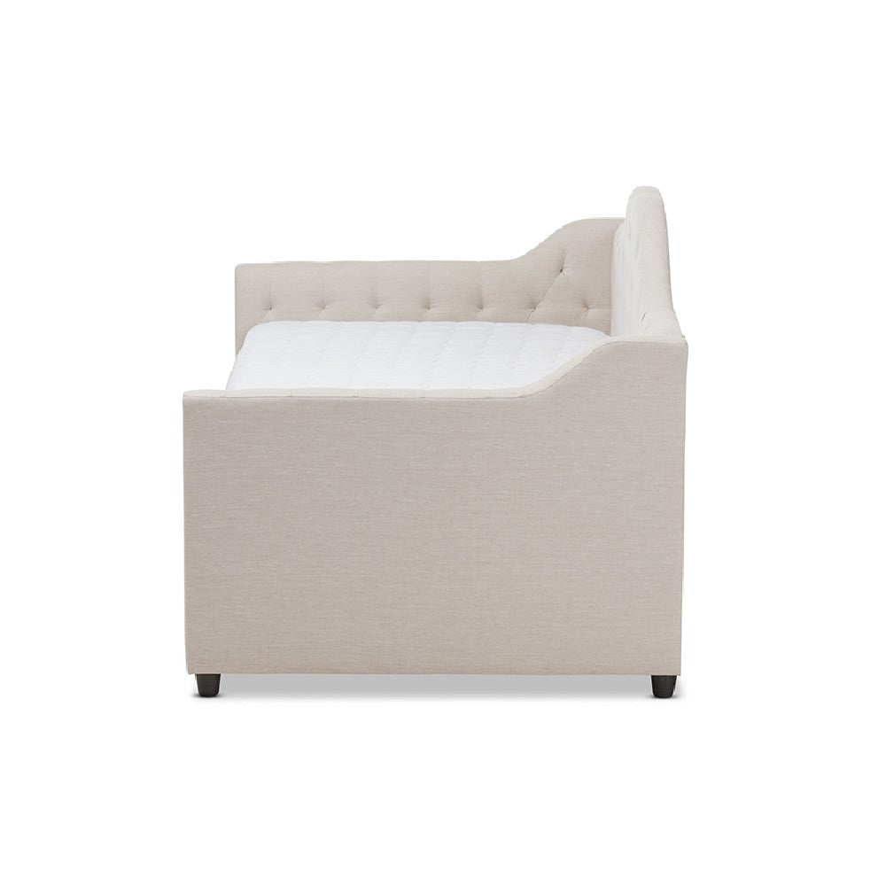 Baxton Studio Perry Modern and Contemporary Light Beige Fabric Daybed with Trundle WHI-CF8940-Light-Beige-Daybed