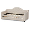 Baxton Studio Perry Modern and Contemporary Light Beige Fabric Daybed with Trundle WHI-CF8940-Light-Beige-Daybed