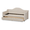 Baxton Studio Perry Modern and Contemporary Light Beige Fabric Daybed with Trundle WHI-CF8940-Light-Beige-Daybed