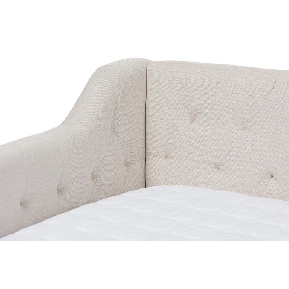 Baxton Studio Perry Modern and Contemporary Light Beige Fabric Daybed with Trundle WHI-CF8940-Light-Beige-Daybed