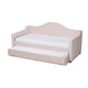 Baxton Studio Perry Modern and Contemporary Light Pink Velvet Fabric Upholstered and Button Tufted Twin Size Daybed with Trundle