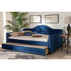 Baxton Studio Perry Modern and Contemporary Royal Blue Velvet Fabric Upholstered and Button Tufted Full Size Daybed with Trundle