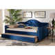 Baxton Studio Perry Modern and Contemporary Royal Blue Velvet Fabric Upholstered and Button Tufted Full Size Daybed with Trundle