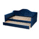 Baxton Studio Perry Modern and Contemporary Royal Blue Velvet Fabric Upholstered and Button Tufted Full Size Daybed with Trundle