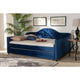 Baxton Studio Perry Modern and Contemporary Royal Blue Velvet Fabric Upholstered and Button Tufted Full Size Daybed with Trundle