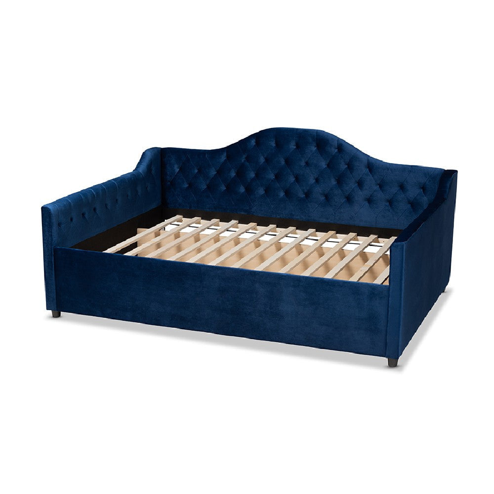 Baxton Studio Perry Modern and Contemporary Royal Blue Velvet Fabric Upholstered and Button Tufted Full Size Daybed