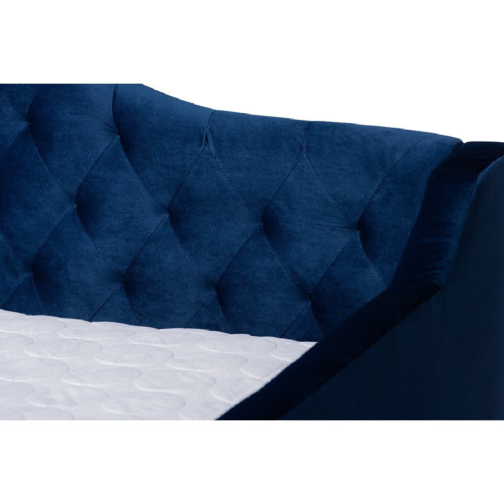 Baxton Studio Perry Modern and Contemporary Royal Blue Velvet Fabric Upholstered and Button Tufted Full Size Daybed
