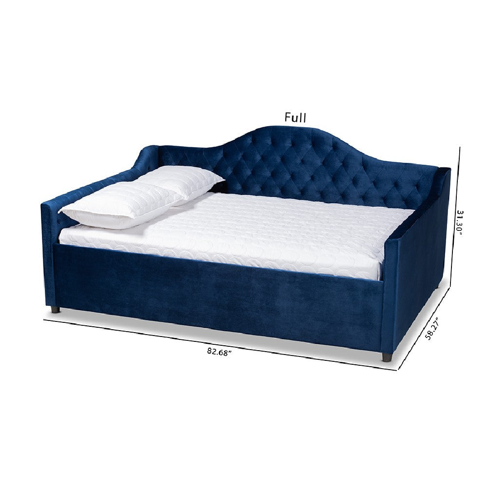 Baxton Studio Perry Modern and Contemporary Royal Blue Velvet Fabric Upholstered and Button Tufted Full Size Daybed