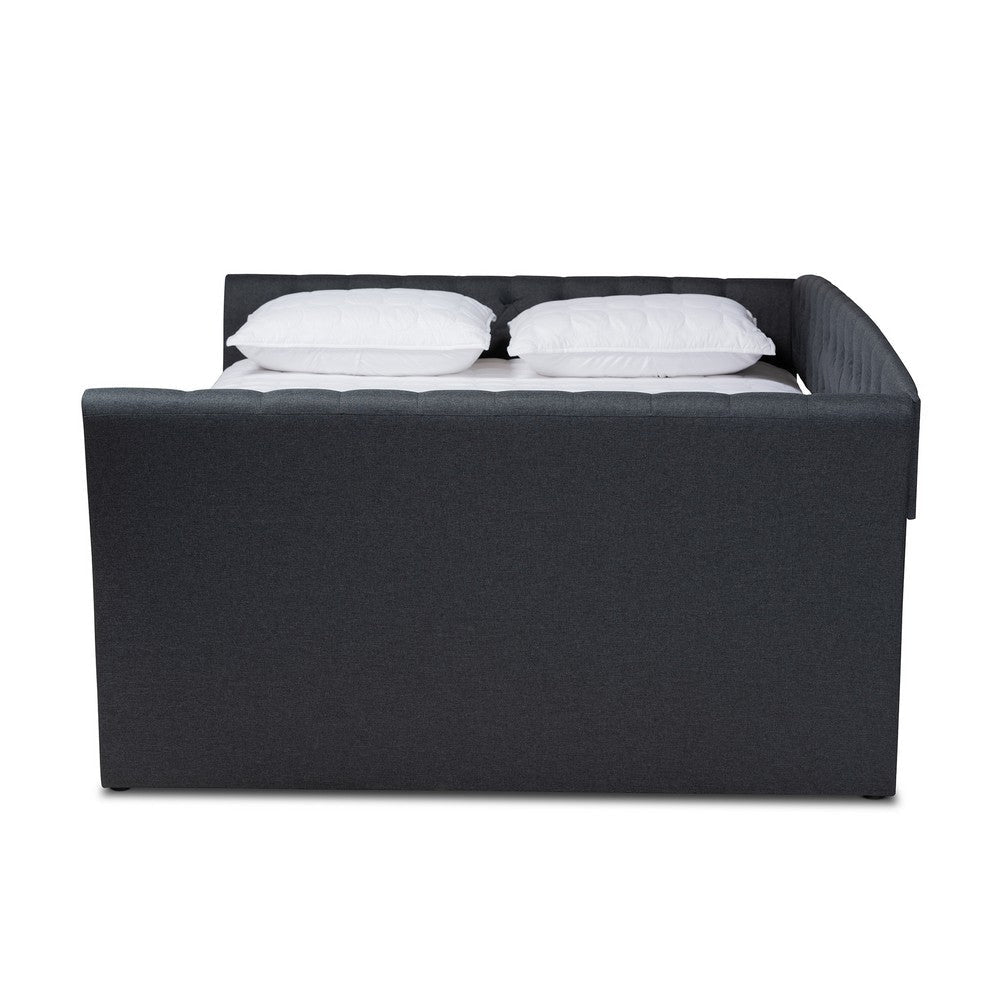 Baxton Studio Delora Modern and Contemporary Dark Grey Fabric Upholstered Queen Size Daybed WHI-CF9044-B-Charcoal-Daybed-Q