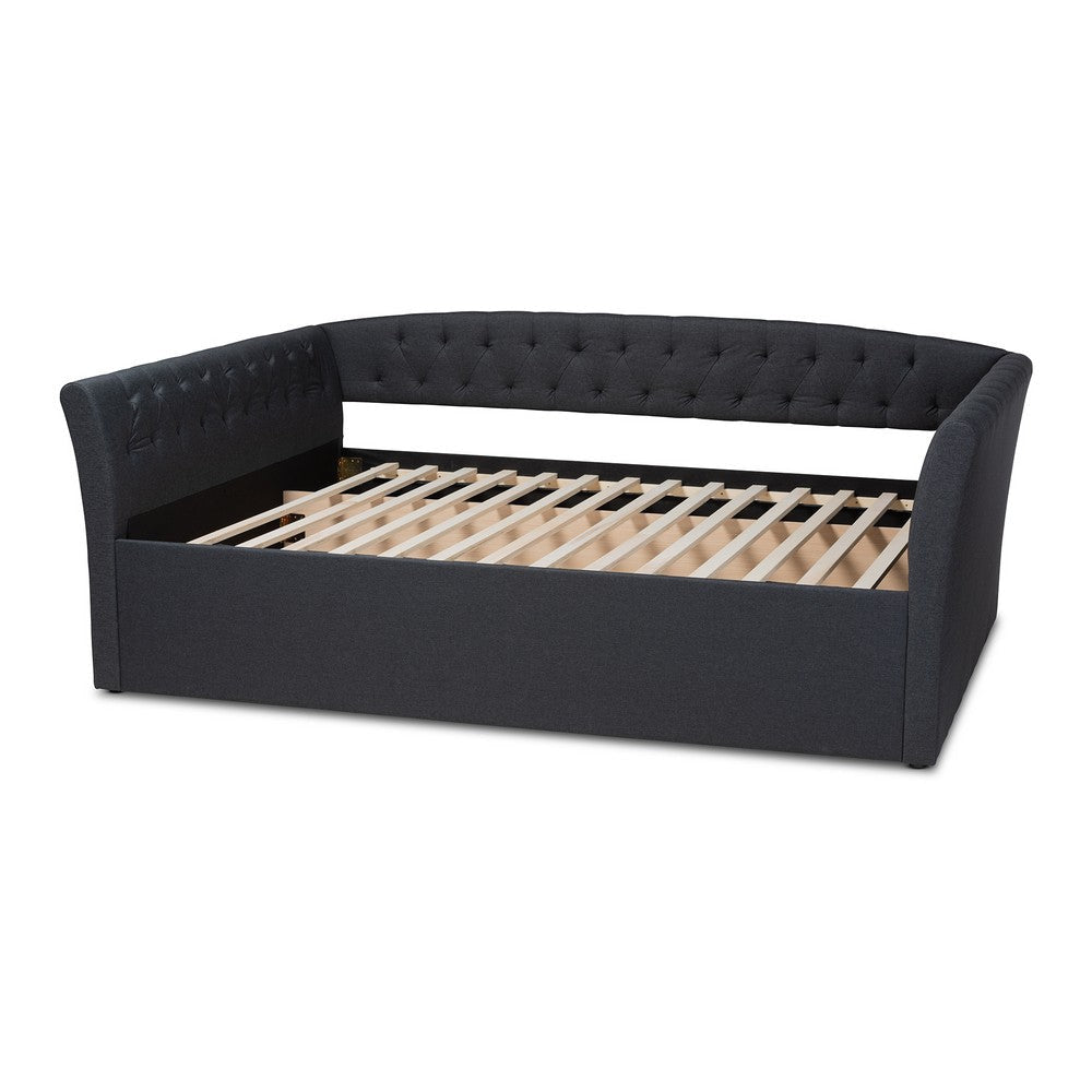 Baxton Studio Delora Modern and Contemporary Dark Grey Fabric Upholstered Queen Size Daybed WHI-CF9044-B-Charcoal-Daybed-Q