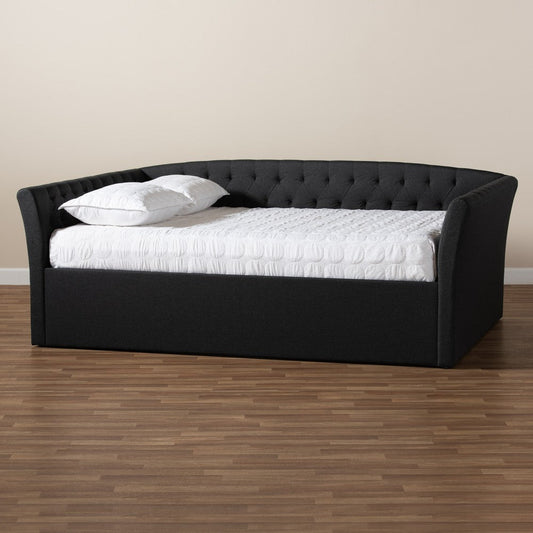 Baxton Studio Delora Modern and Contemporary Dark Grey Fabric Upholstered Queen Size Daybed