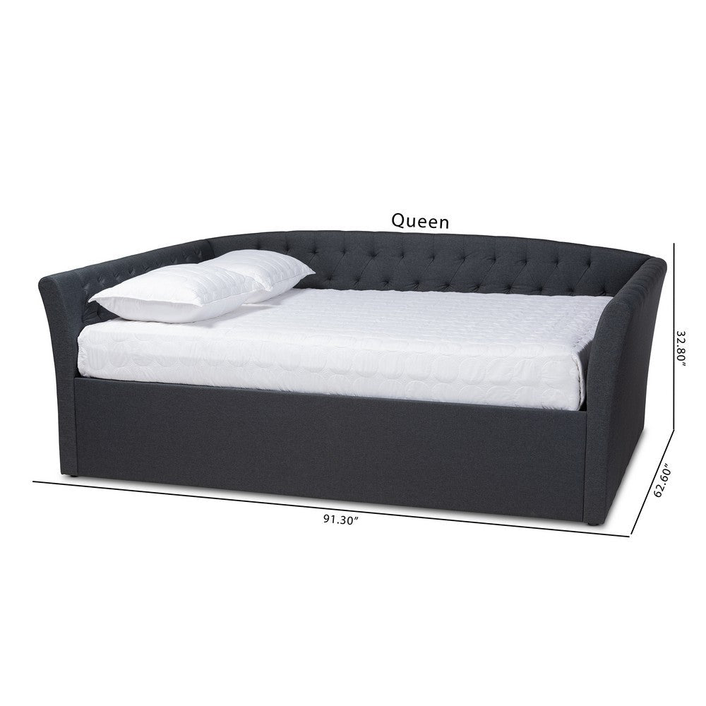 Baxton Studio Delora Modern and Contemporary Dark Grey Fabric Upholstered Queen Size Daybed WHI-CF9044-B-Charcoal-Daybed-Q