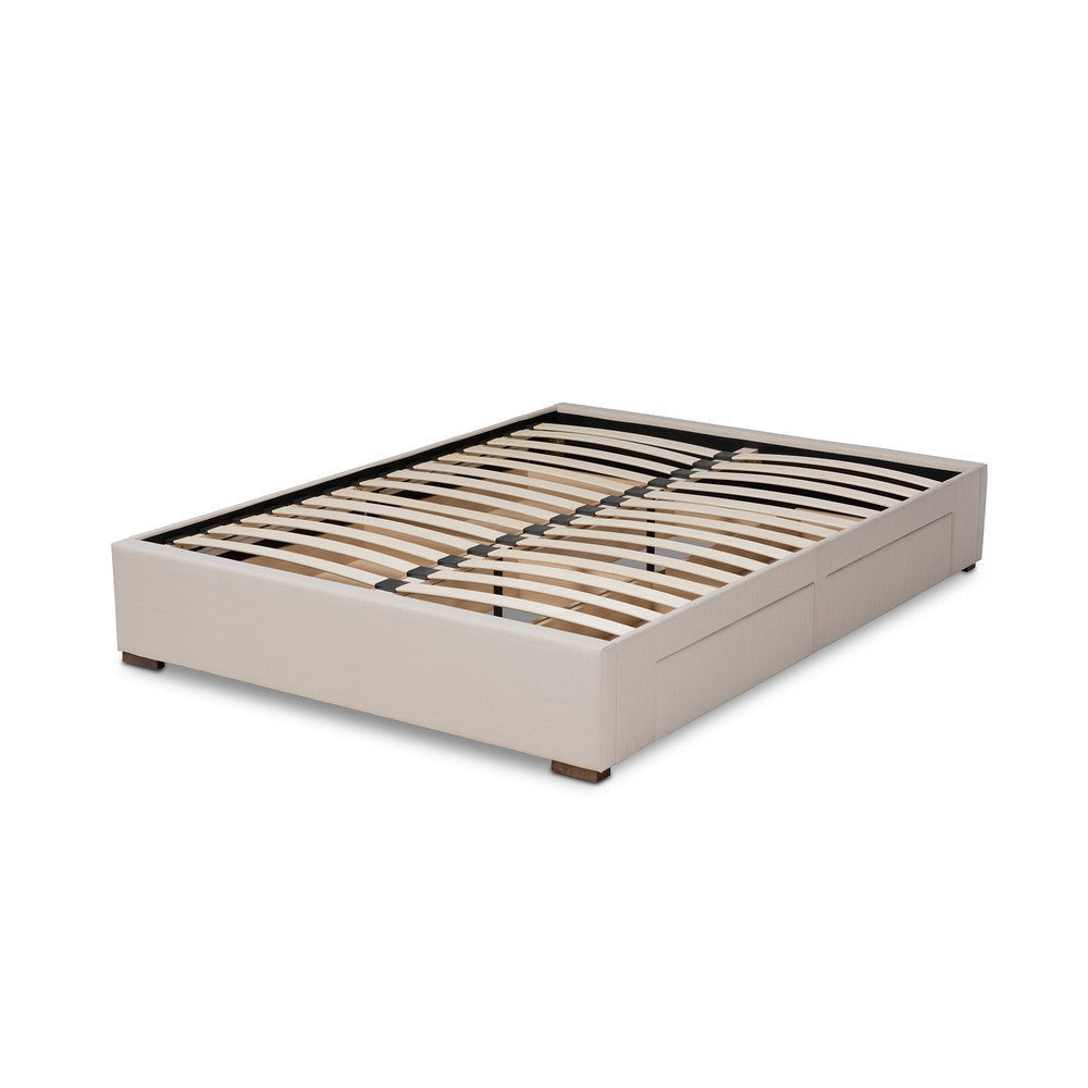 Baxton Studio Leni Modern and Contemporary Beige Fabric Upholstered 4-Drawer King Size Platform Storage Bed Frame WHI-CF9045-Beige-King