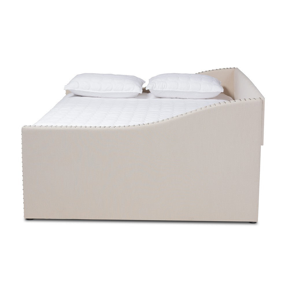 Baxton Studio Haylie Modern and Contemporary Beige Fabric Upholstered Queen Size Daybed WHI-CF9046-B-Beige-Daybed-Q