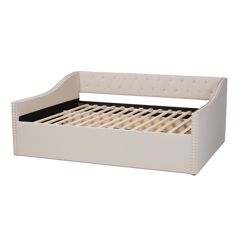 Baxton Studio Haylie Modern and Contemporary Beige Fabric Upholstered Queen Size Daybed WHI-CF9046-B-Beige-Daybed-Q