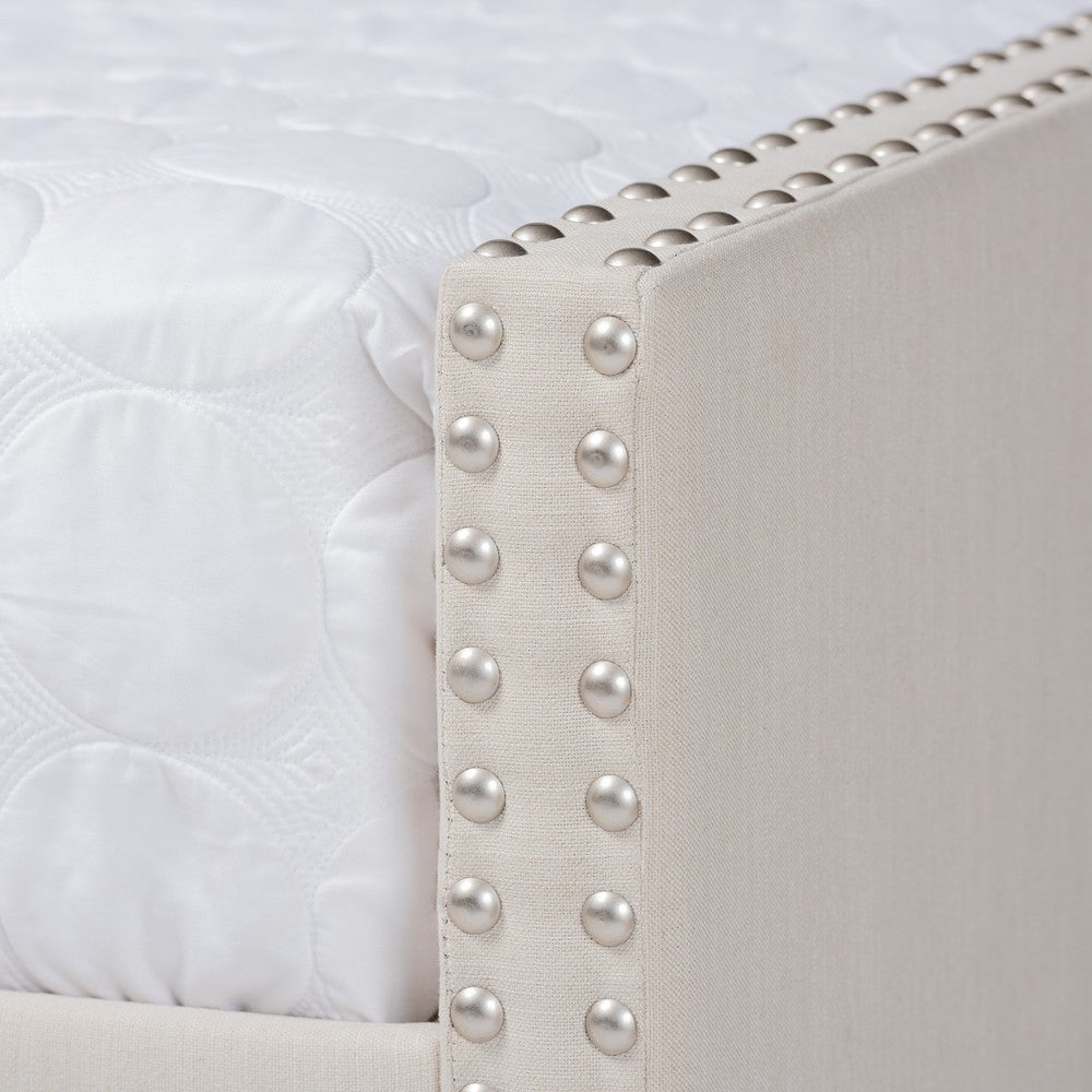 Baxton Studio Haylie Modern and Contemporary Beige Fabric Upholstered Queen Size Daybed WHI-CF9046-B-Beige-Daybed-Q