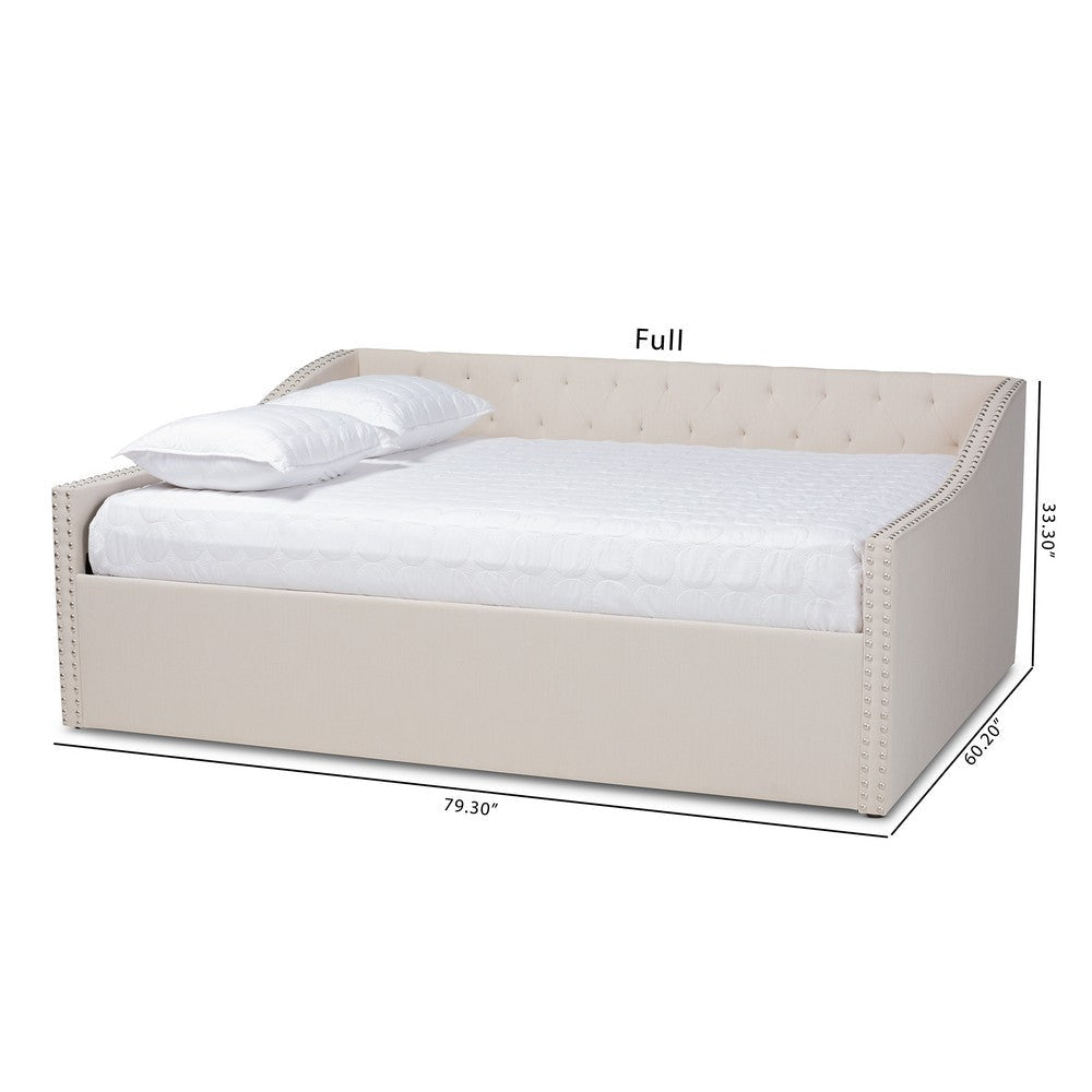 Baxton Studio Haylie Modern and Contemporary Beige Fabric Upholstered Queen Size Daybed WHI-CF9046-B-Beige-Daybed-Q