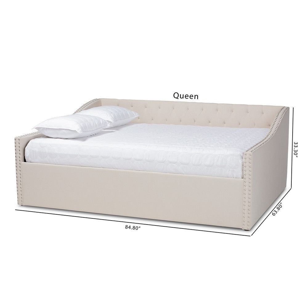 Baxton Studio Haylie Modern and Contemporary Beige Fabric Upholstered Queen Size Daybed WHI-CF9046-B-Beige-Daybed-Q