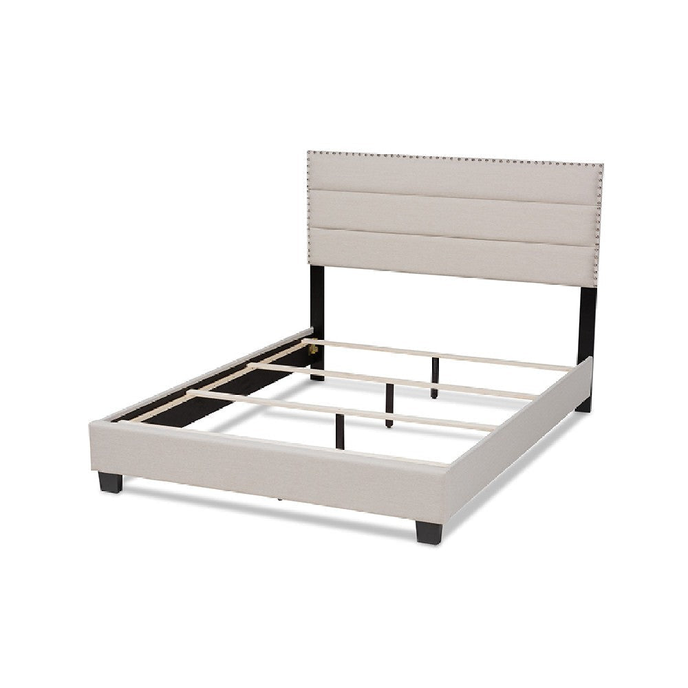 Baxton Studio Ansa Modern and Contemporary Beige Fabric Upholstered Queen Size Bed