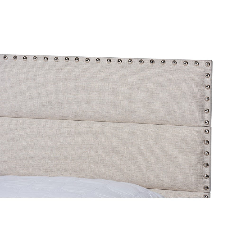 Baxton Studio Ansa Modern and Contemporary Beige Fabric Upholstered Queen Size Bed