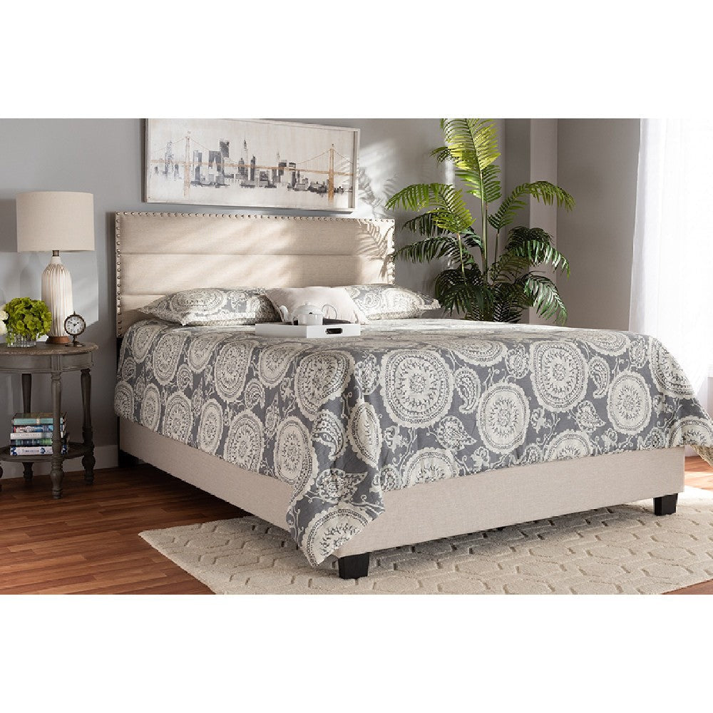 Baxton Studio Ansa Modern and Contemporary Beige Fabric Upholstered Queen Size Bed