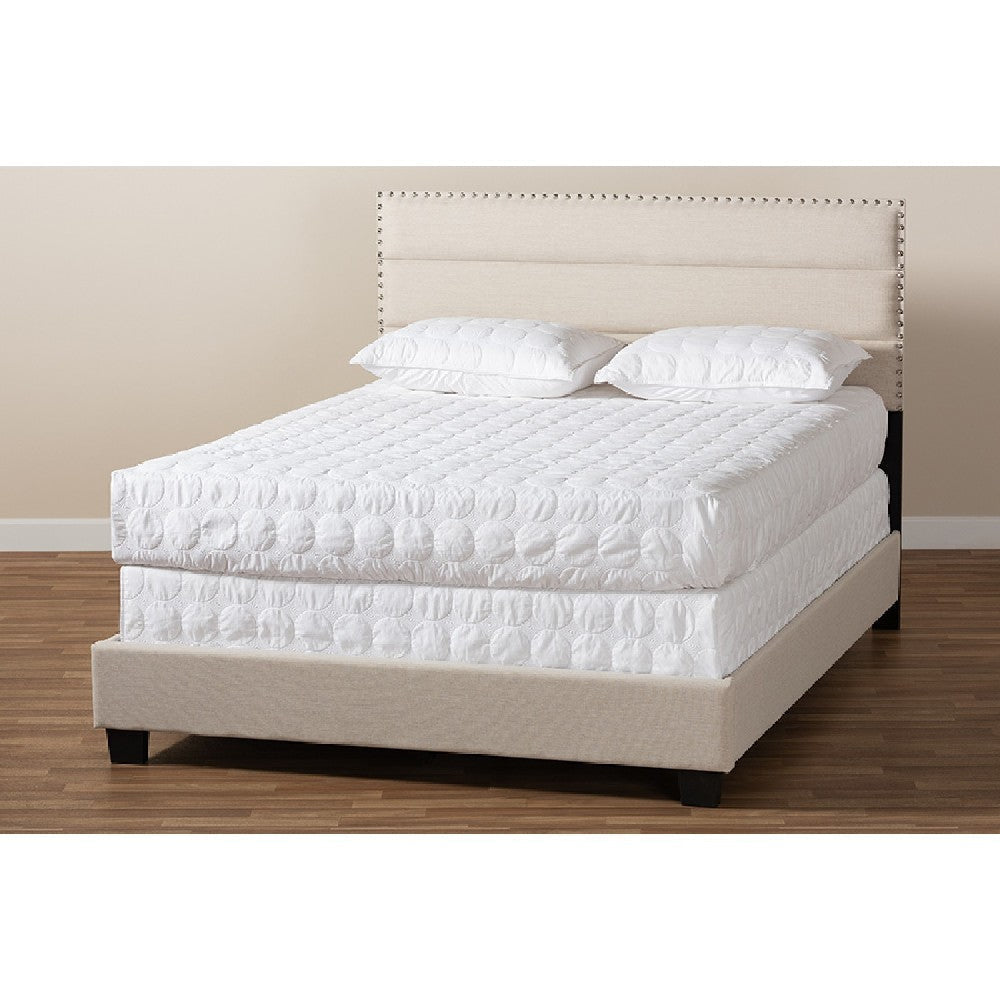 Baxton Studio Ansa Modern and Contemporary Beige Fabric Upholstered Queen Size Bed