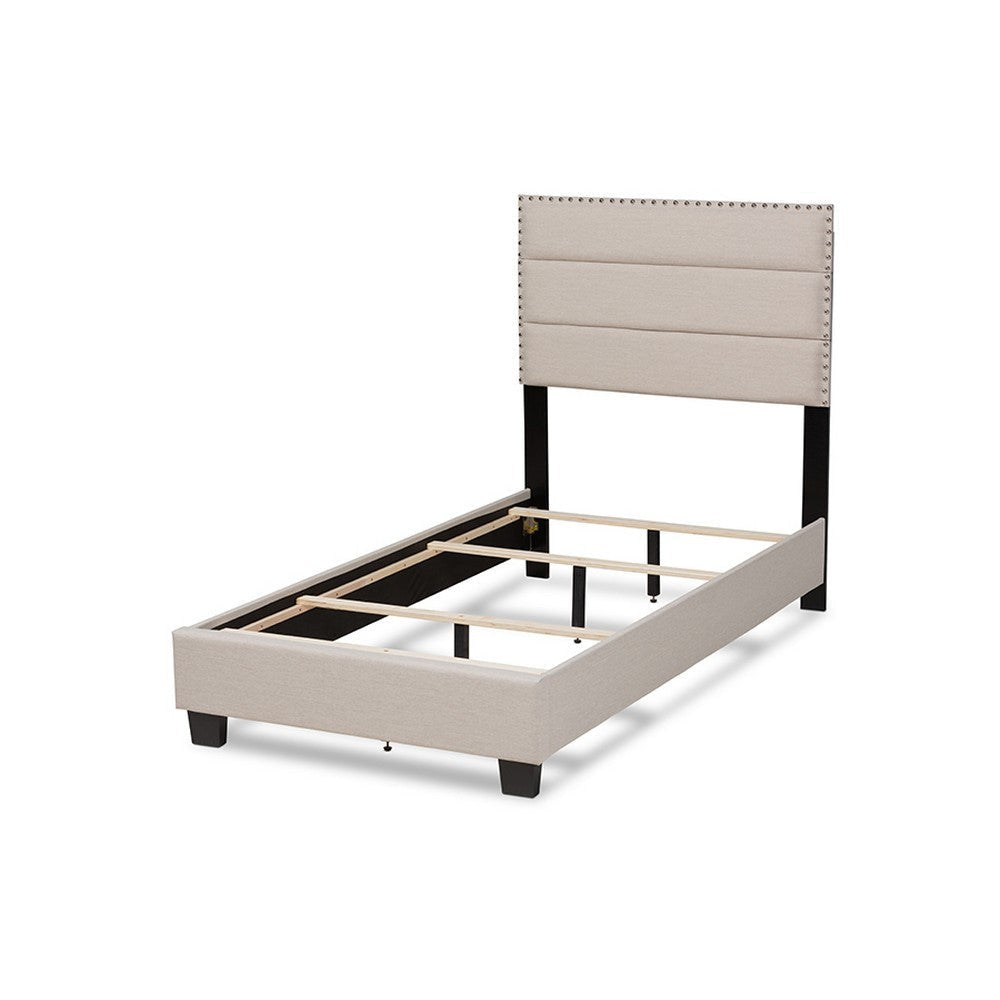 Baxton Studio Ansa Modern and Contemporary Beige Fabric Upholstered Twin Size Bed