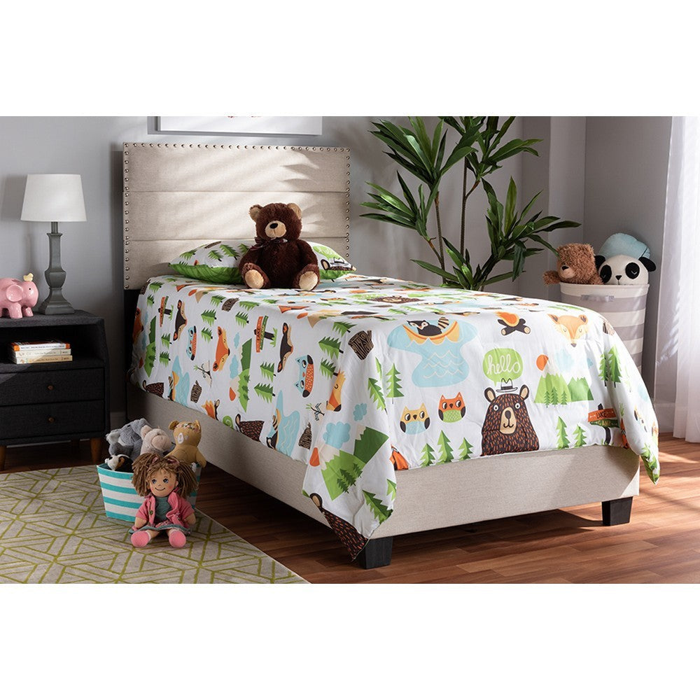 Baxton Studio Ansa Modern and Contemporary Beige Fabric Upholstered Twin Size Bed