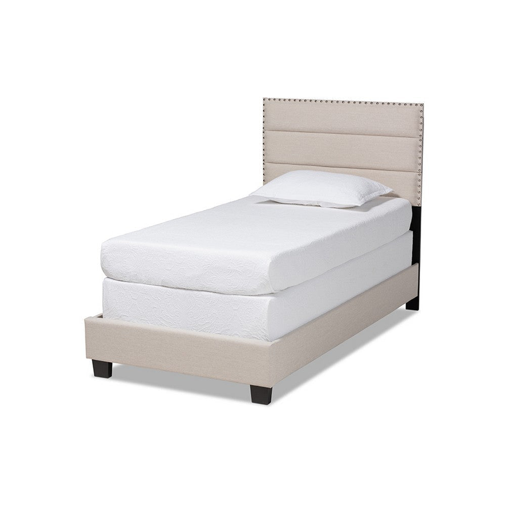 Baxton Studio Ansa Modern and Contemporary Beige Fabric Upholstered Twin Size Bed