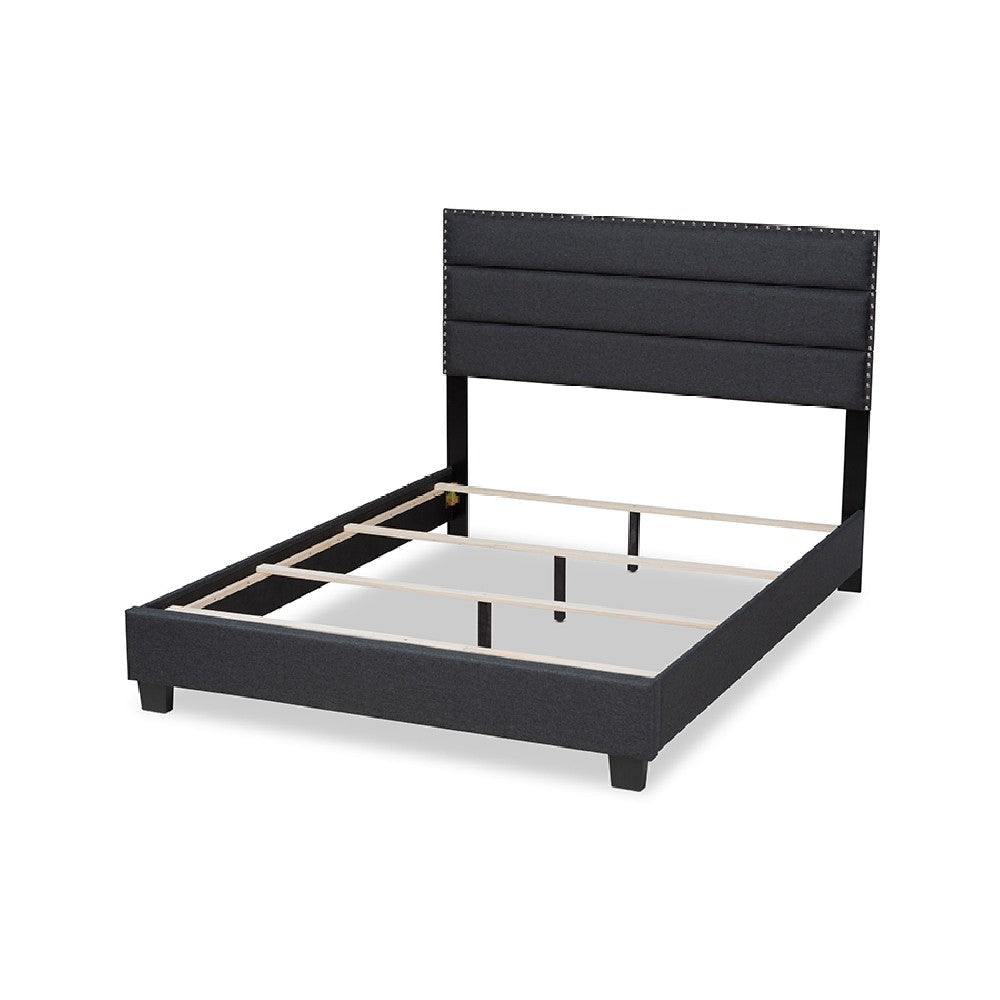 Baxton Studio Ansa Modern and Contemporary Dark Grey Fabric Upholstered King Size Bed