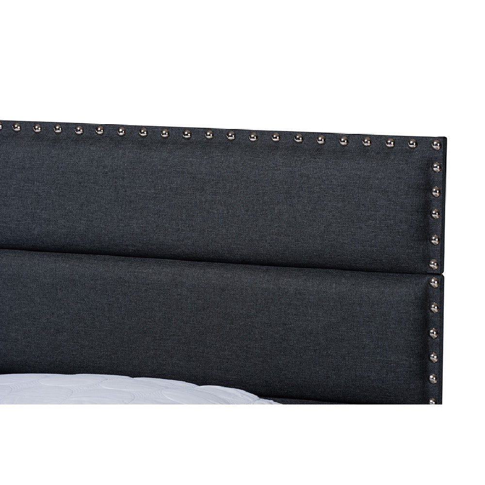 Baxton Studio Ansa Modern and Contemporary Dark Grey Fabric Upholstered King Size Bed