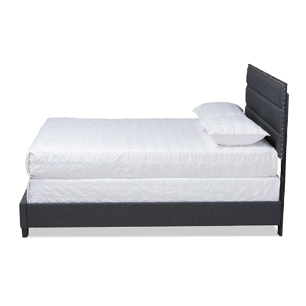 Baxton Studio Ansa Modern and Contemporary Dark Grey Fabric Upholstered Queen Size Bed