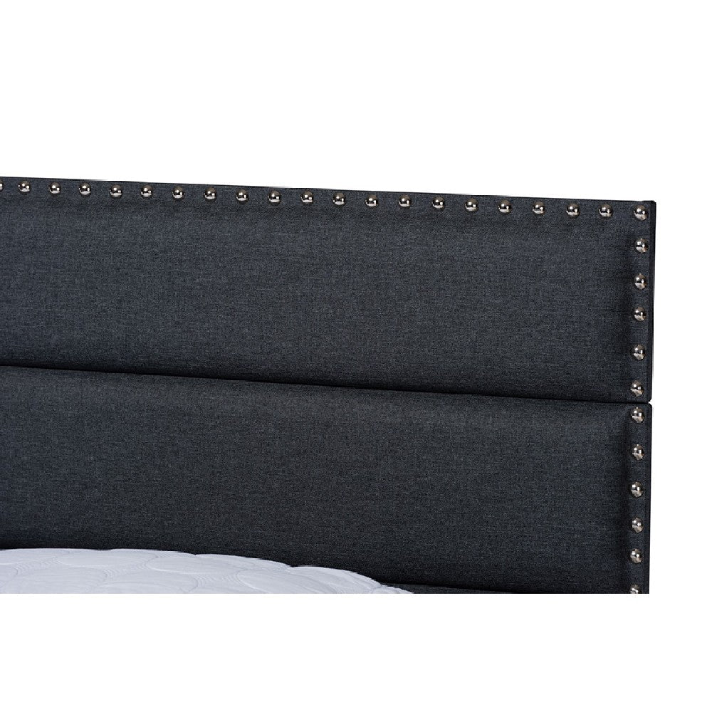 Baxton Studio Ansa Modern and Contemporary Dark Grey Fabric Upholstered Queen Size Bed