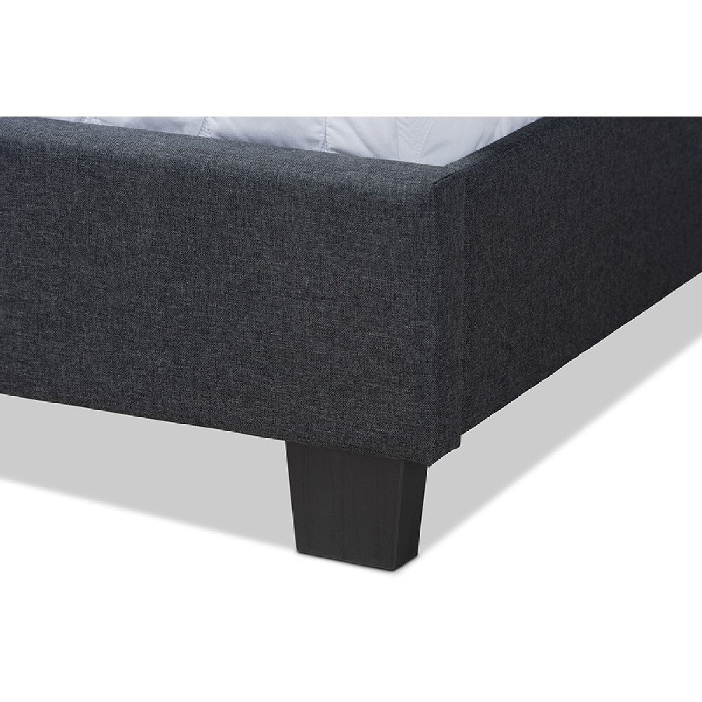 Baxton Studio Ansa Modern and Contemporary Dark Grey Fabric Upholstered Queen Size Bed