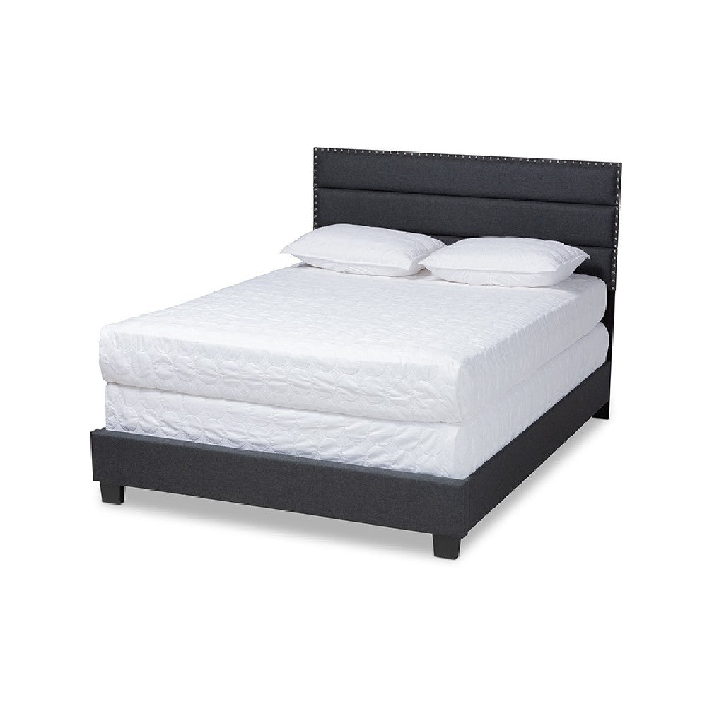 Baxton Studio Ansa Modern and Contemporary Dark Grey Fabric Upholstered Queen Size Bed