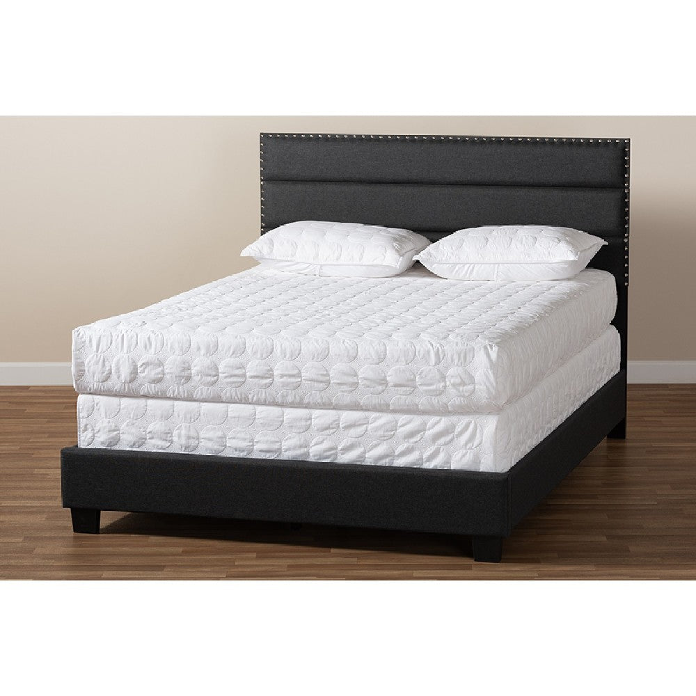 Baxton Studio Ansa Modern and Contemporary Dark Grey Fabric Upholstered Queen Size Bed