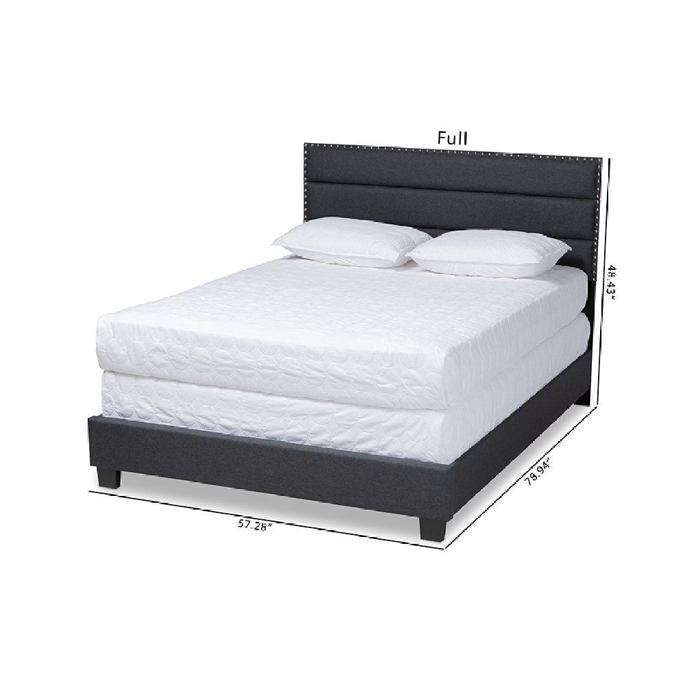 Baxton Studio Ansa Modern and Contemporary Dark Grey Fabric Upholstered Queen Size Bed
