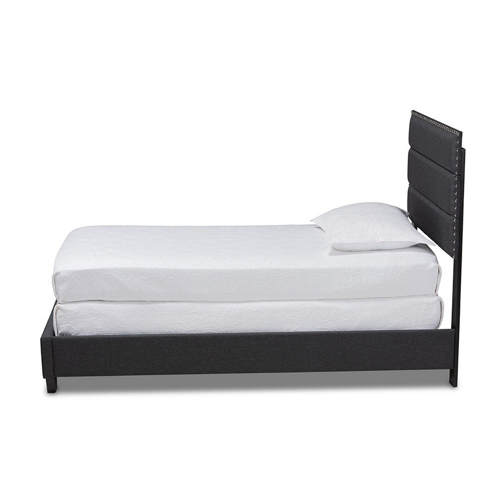 Baxton Studio Ansa Modern and Contemporary Dark Grey Fabric Upholstered Twin Size Bed