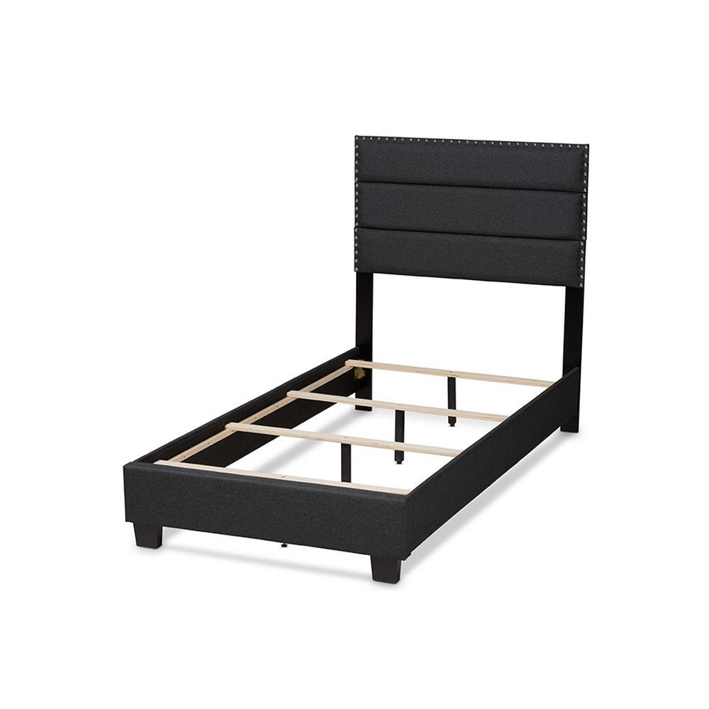 Baxton Studio Ansa Modern and Contemporary Dark Grey Fabric Upholstered Twin Size Bed