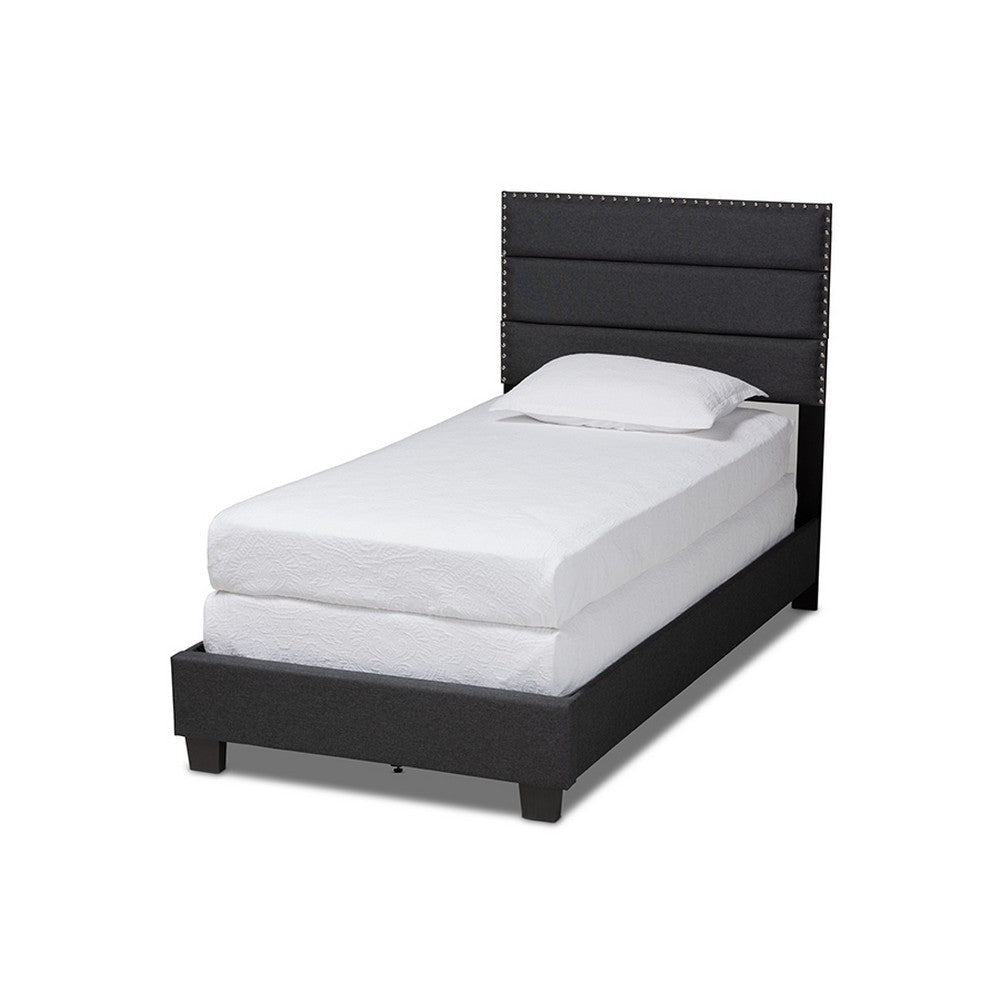 Baxton Studio Ansa Modern and Contemporary Dark Grey Fabric Upholstered Twin Size Bed