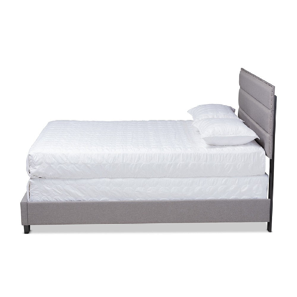 Baxton Studio Ansa Modern and Contemporary Grey Fabric Upholstered Queen Size Bed