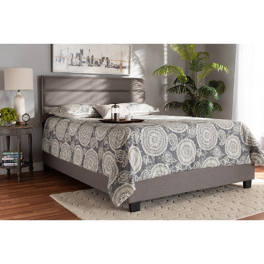 Baxton Studio Ansa Modern and Contemporary Grey Fabric Upholstered Queen Size Bed
