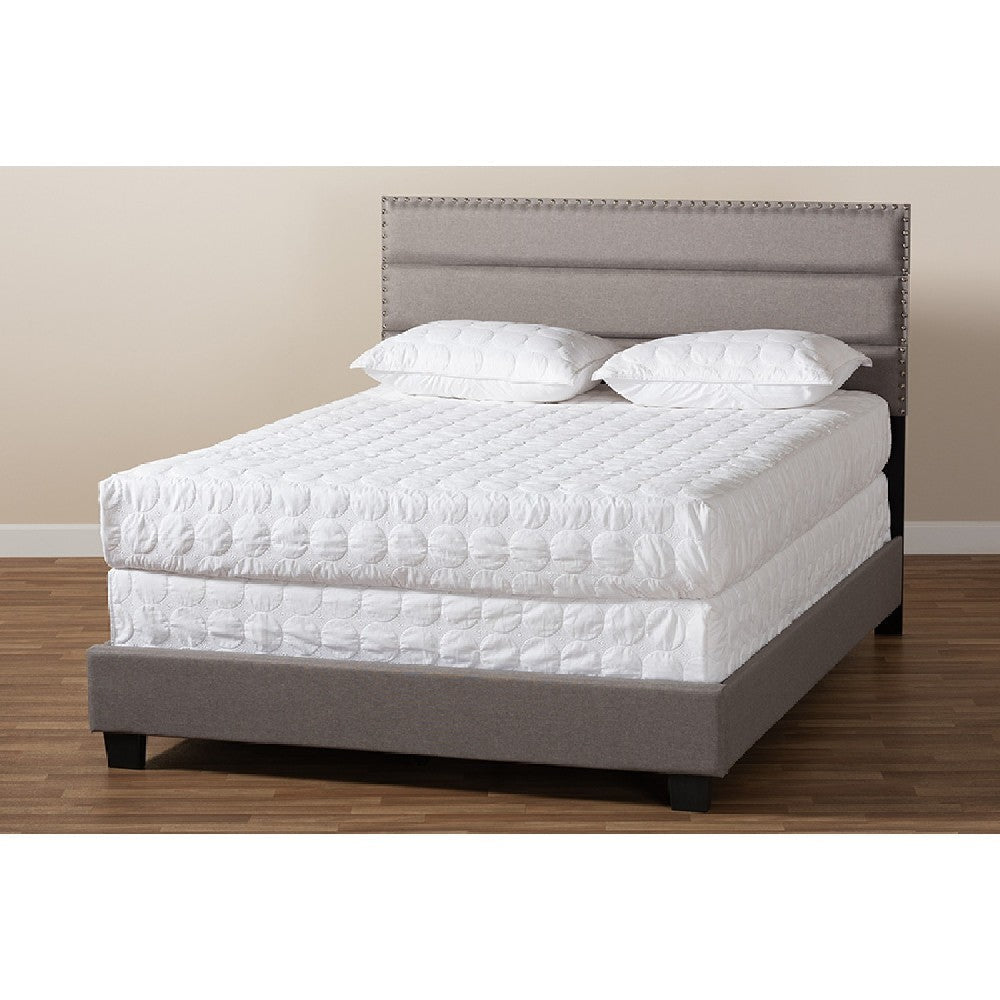Baxton Studio Ansa Modern and Contemporary Grey Fabric Upholstered Queen Size Bed