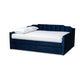 Baxton Studio Lennon Modern and Contemporary Navy Blue Velvet Fabric Upholstered Full Size Daybed with Trundle