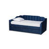 Baxton Studio Lennon Modern and Contemporary Navy Blue Velvet Fabric Upholstered Twin Size Daybed with Trundle