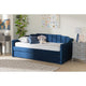 Baxton Studio Lennon Modern and Contemporary Navy Blue Velvet Fabric Upholstered Twin Size Daybed with Trundle