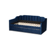Baxton Studio Lennon Modern and Contemporary Navy Blue Velvet Fabric Upholstered Twin Size Daybed with Trundle