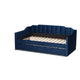Baxton Studio Lennon Modern and Contemporary Navy Blue Velvet Fabric Upholstered Twin Size Daybed with Trundle