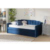 Baxton Studio Lennon Modern and Contemporary Navy Blue Velvet Fabric Upholstered Twin Size Daybed with Trundle